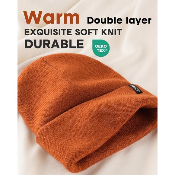 🆕 Women Brown Knit Beanie Hat Acrylic Winter Soft Wearing Warm Unisex Cuffed - Picture 2 of 9